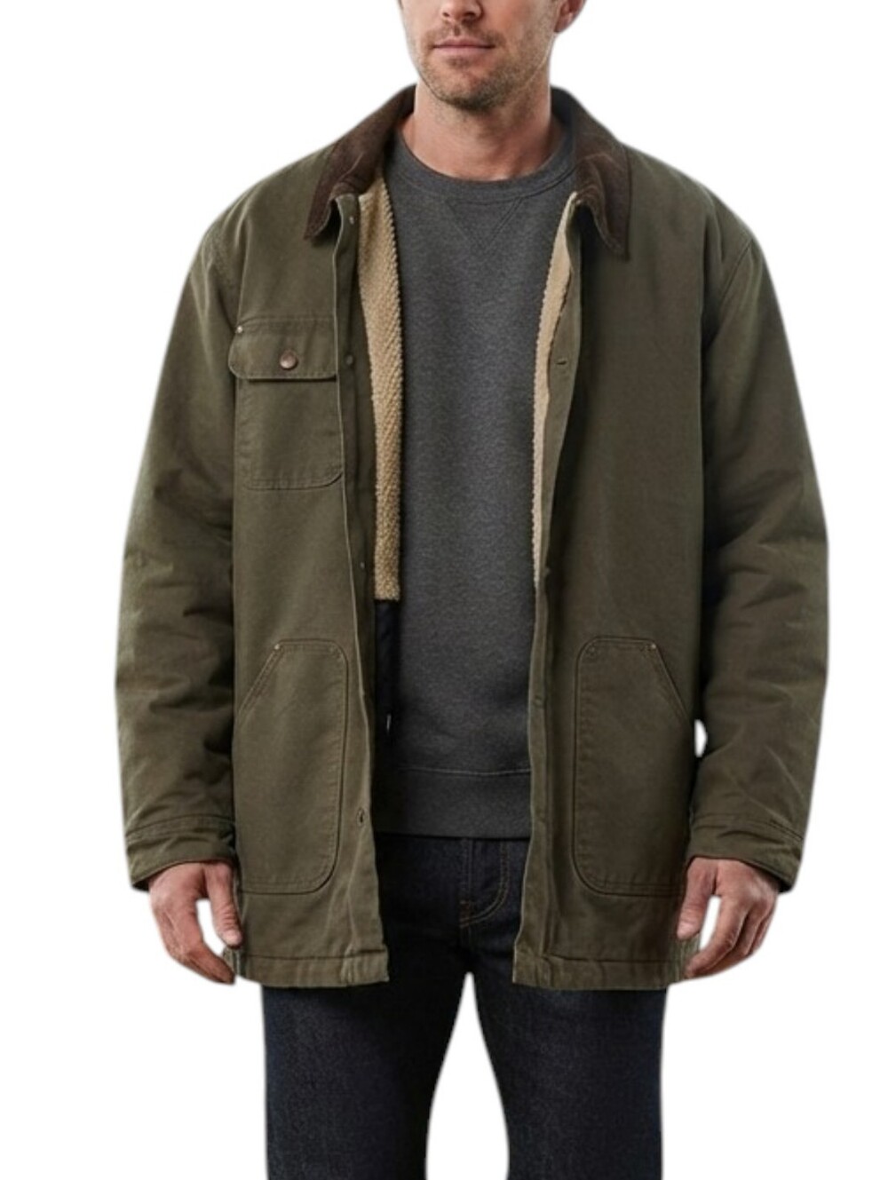 VTG 90's Dunbrooke Durango Canvas Sherpa Lined Chore Coat Men's M Relaxed Fit